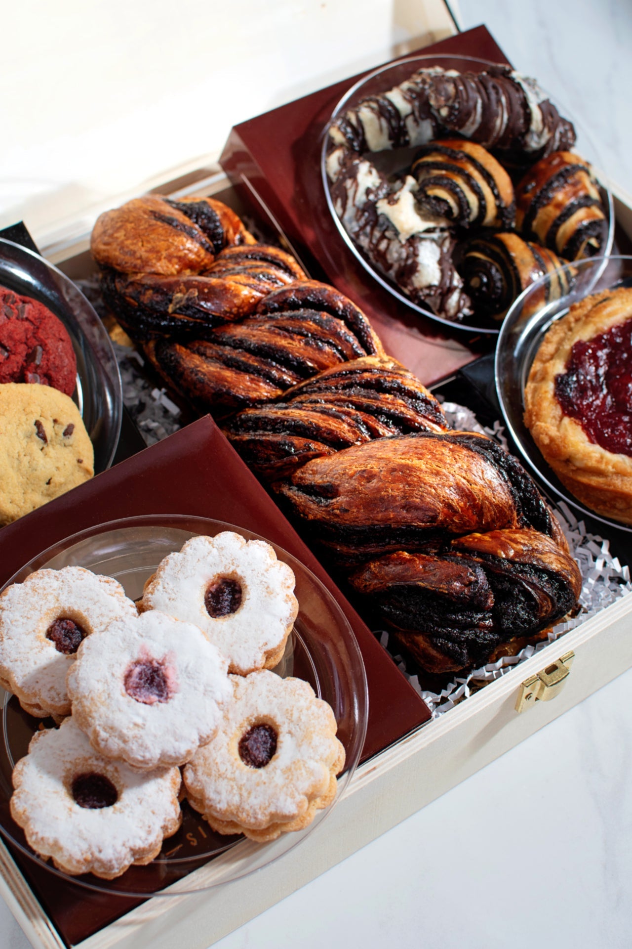 Assorted Gourmet Baked Goods Wooden Gift Box 2