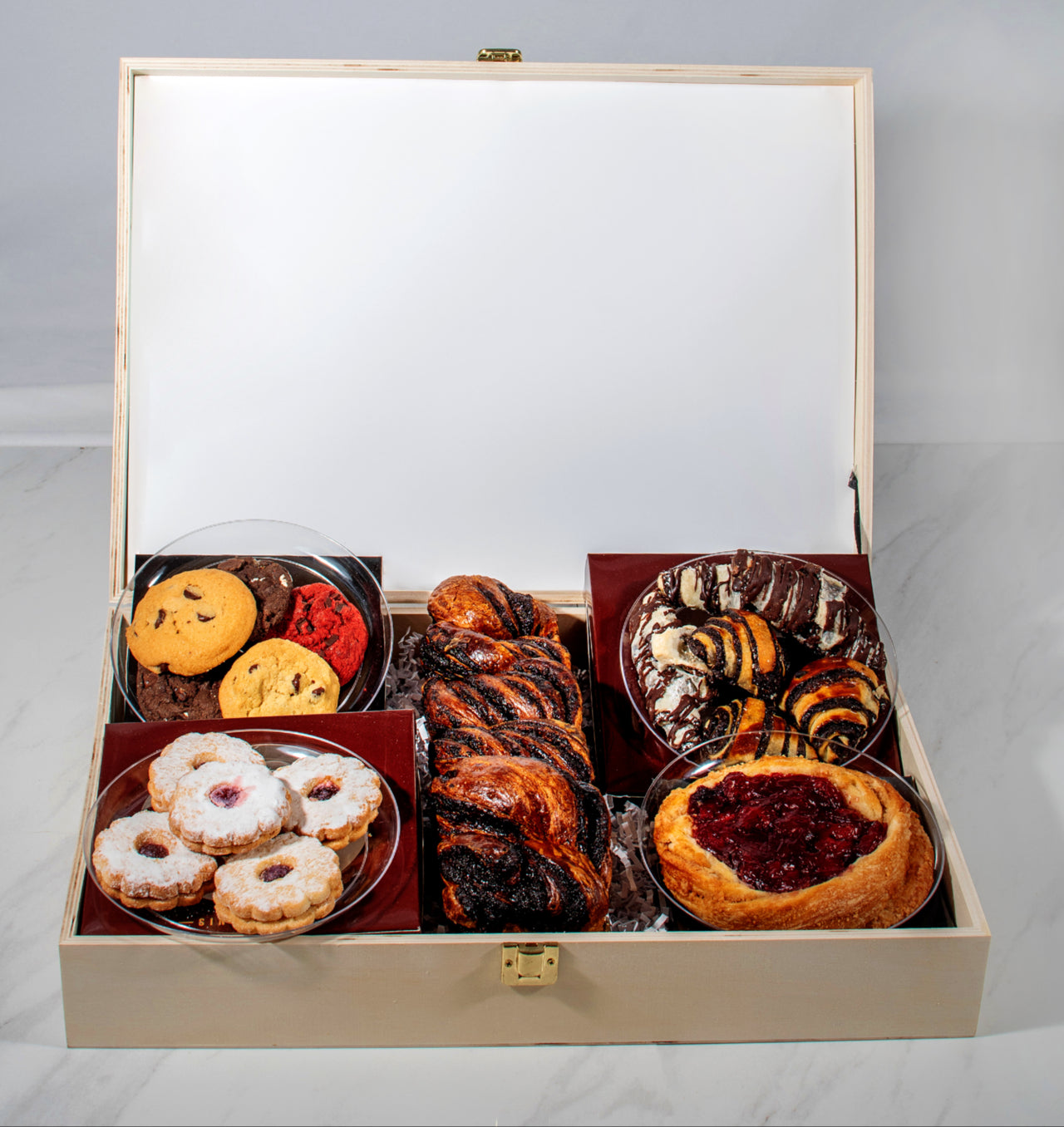 Assorted Gourmet Baked Goods Wooden Gift Box