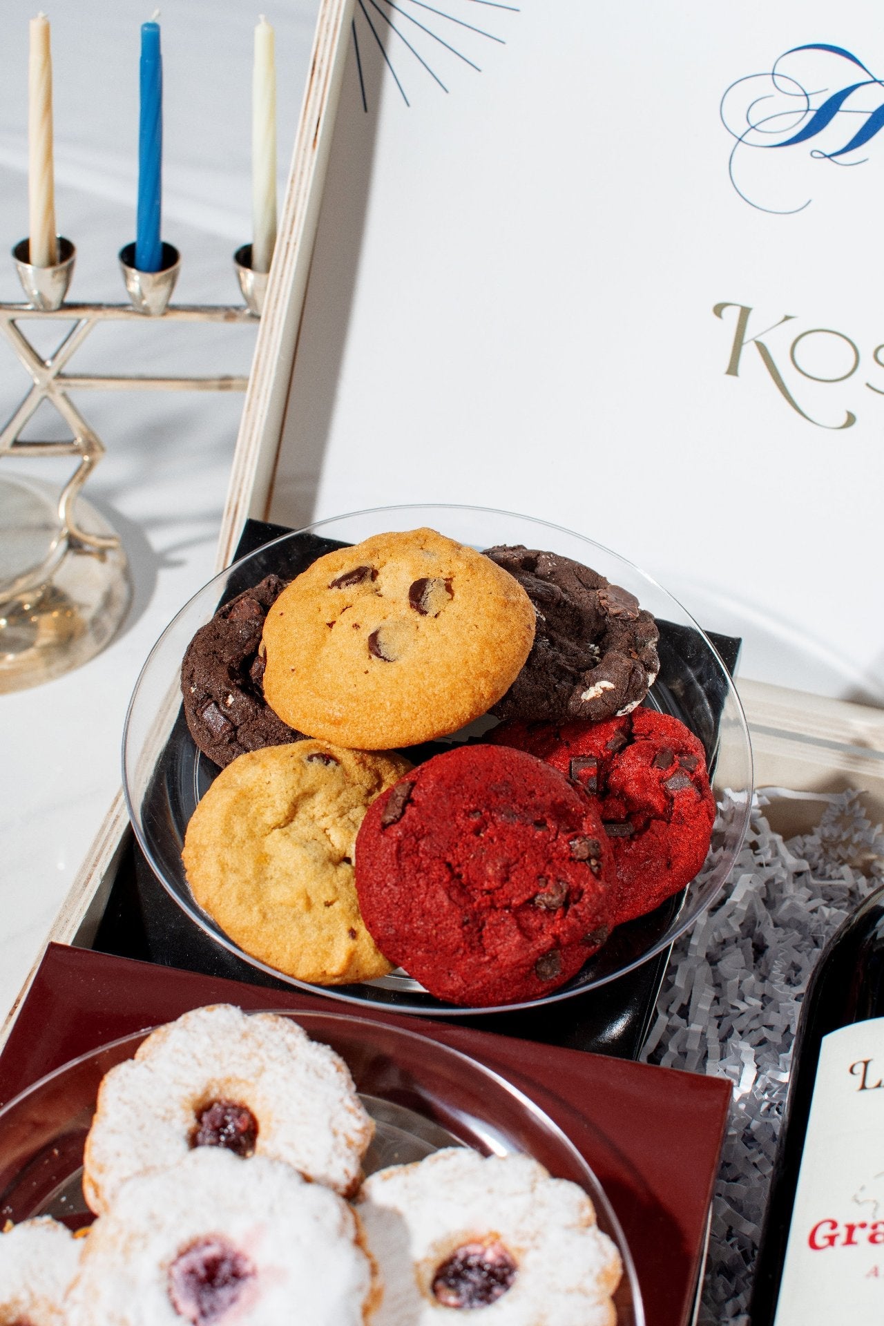 Hanukkah Deluxe Pastries & Wine Wooden Gift Box 3