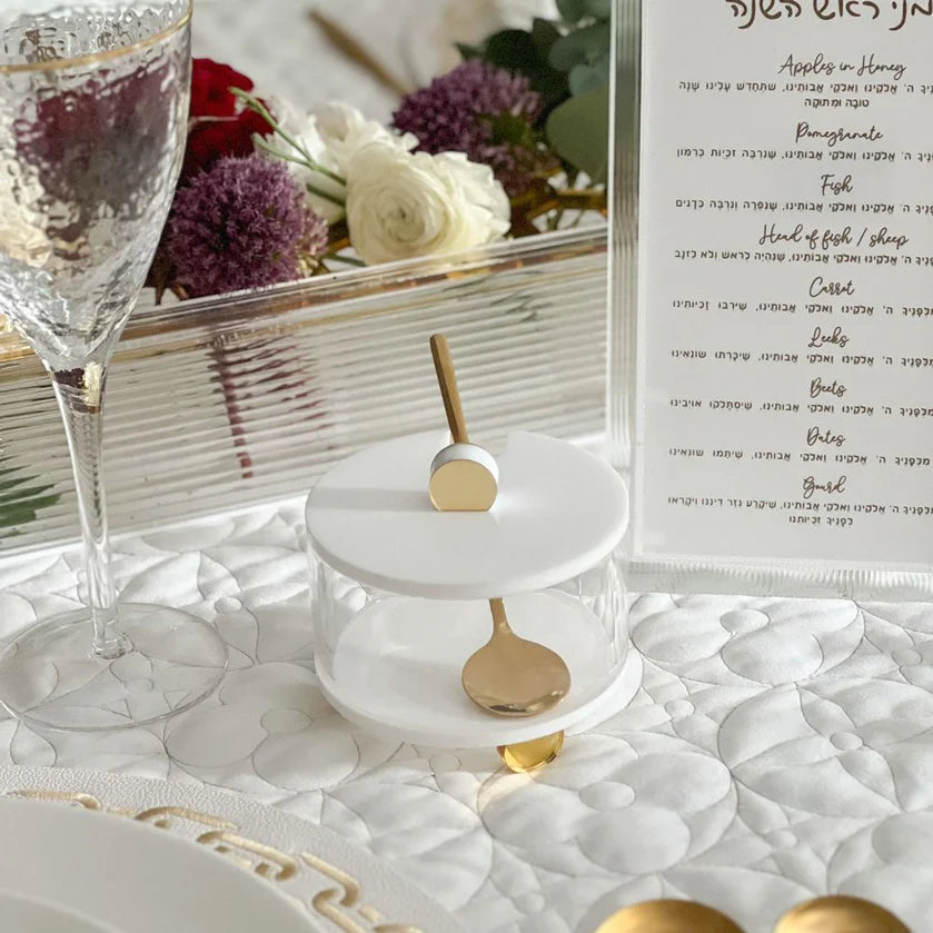 Honey Dish with Gold Spoon
