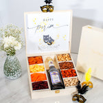 Swerseys Deluxe Keepsake Wood Gift Box Traditional Wine with Happy Purim Art