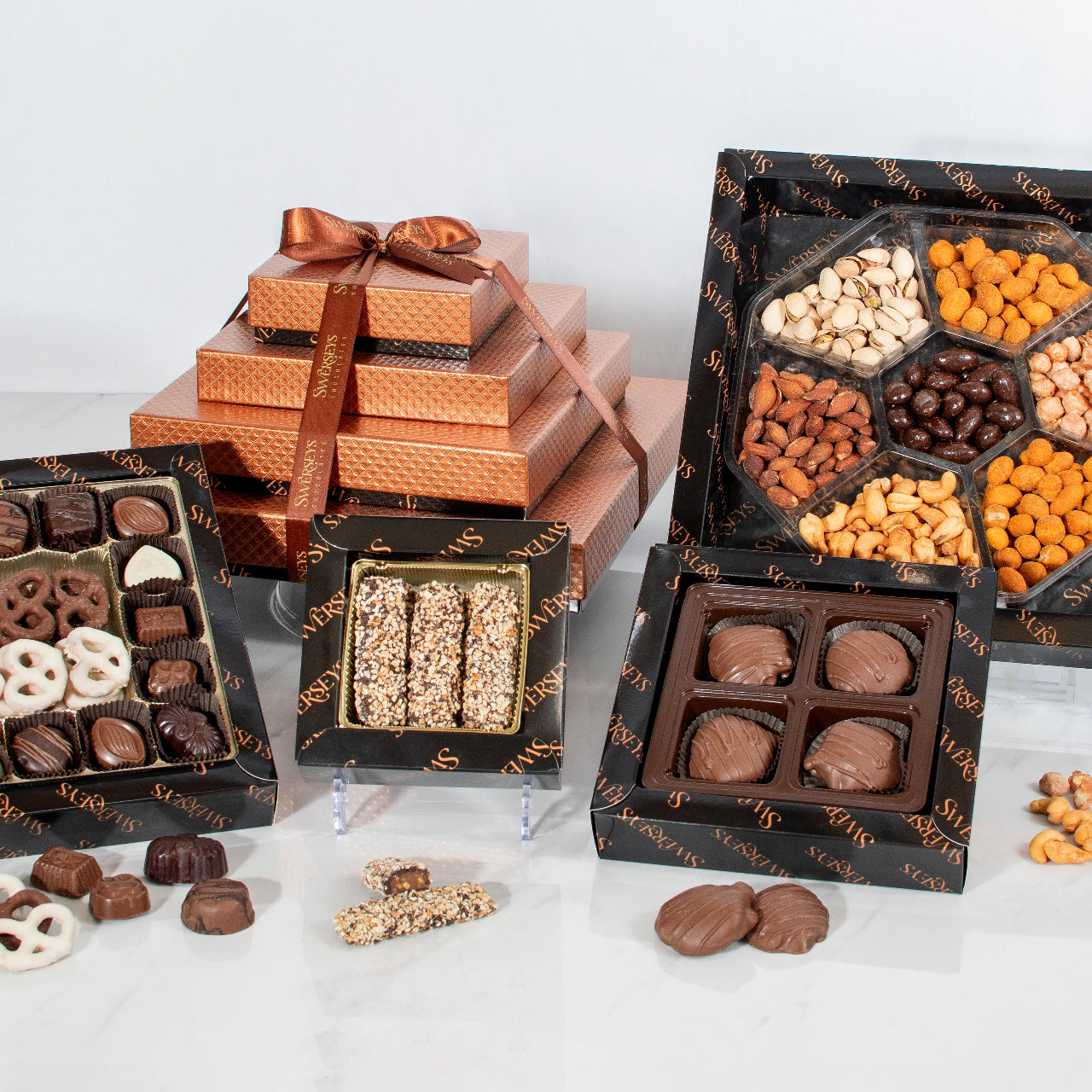 4 Tier Parve Executive Indulgence Tower Chocolate & Nuts Gift