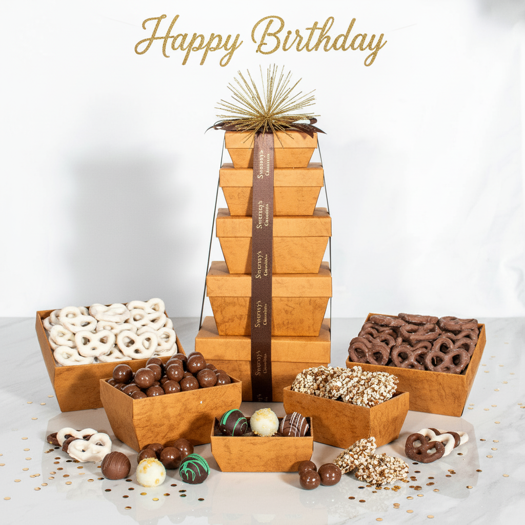 5 Tier Luxe Artisan Selection of Kosher Chocolate Birthday Gift