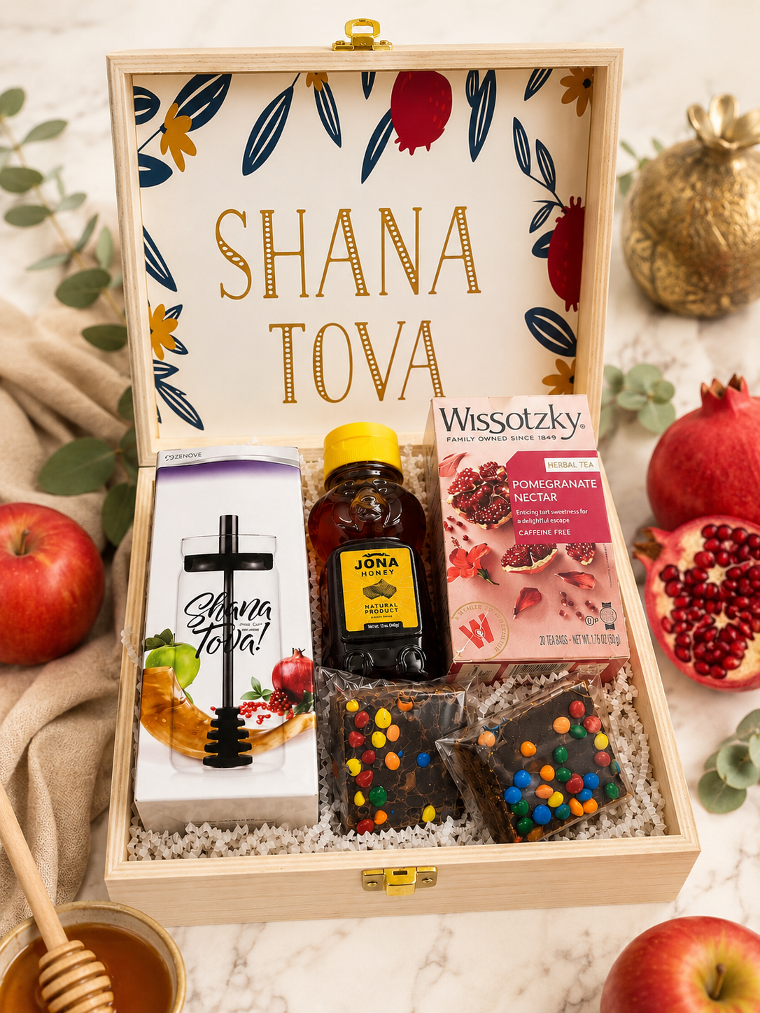 Rosh Hashanah Modern Honey Table Jar with Dipper