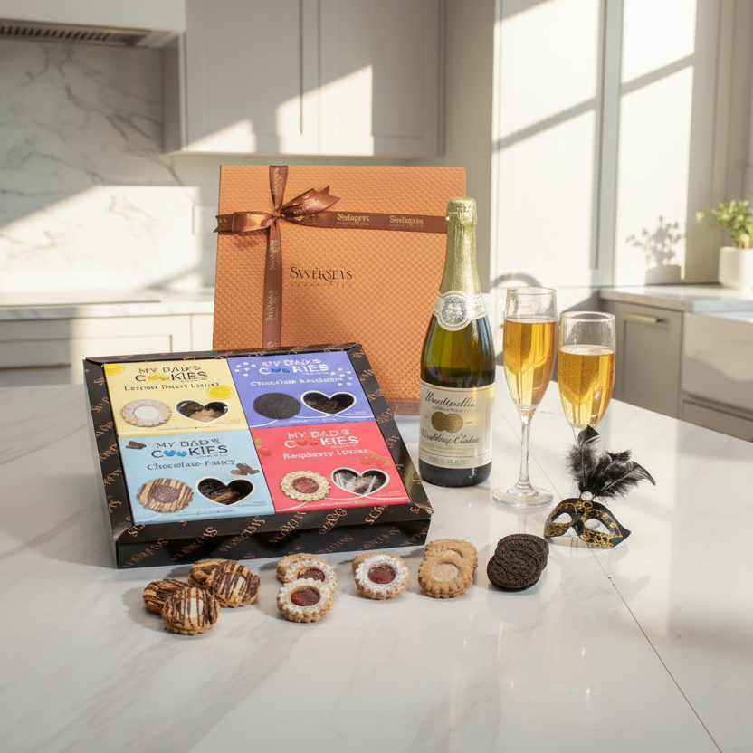 Delicious Pastries Mishloach Manot with Sparkling Apple Cider 5