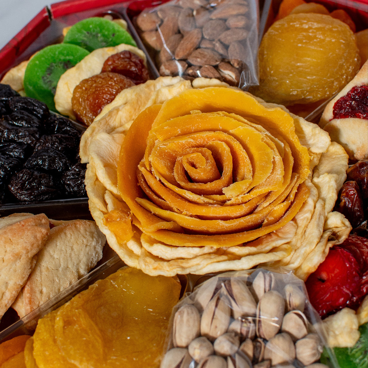 Elegant Arrangement of Purim Dried Fruit and Hamantaschen Gift Tray 6
