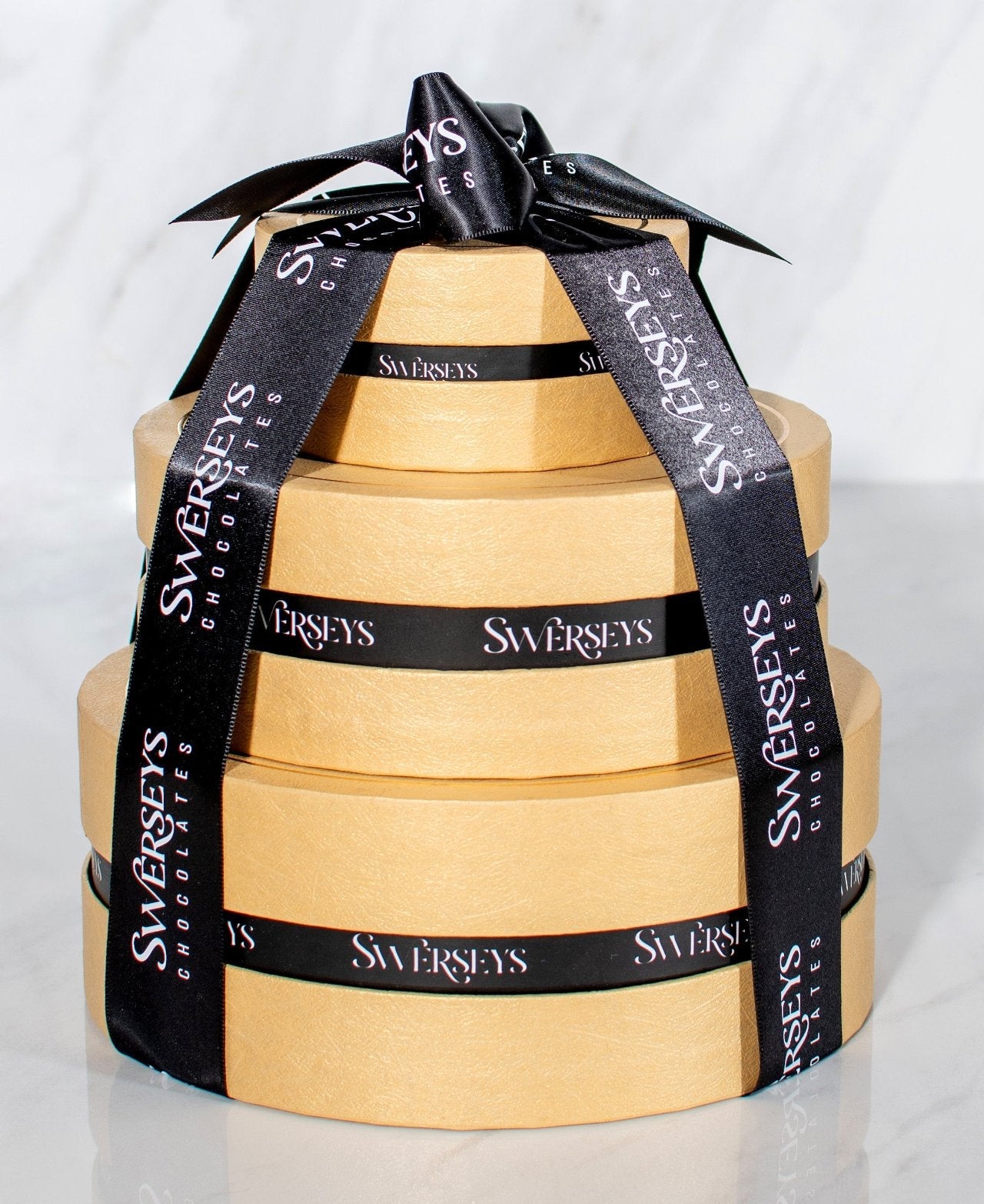 Deluxe Gold 3 Tier Gourmet Treats Round Gift Box 5