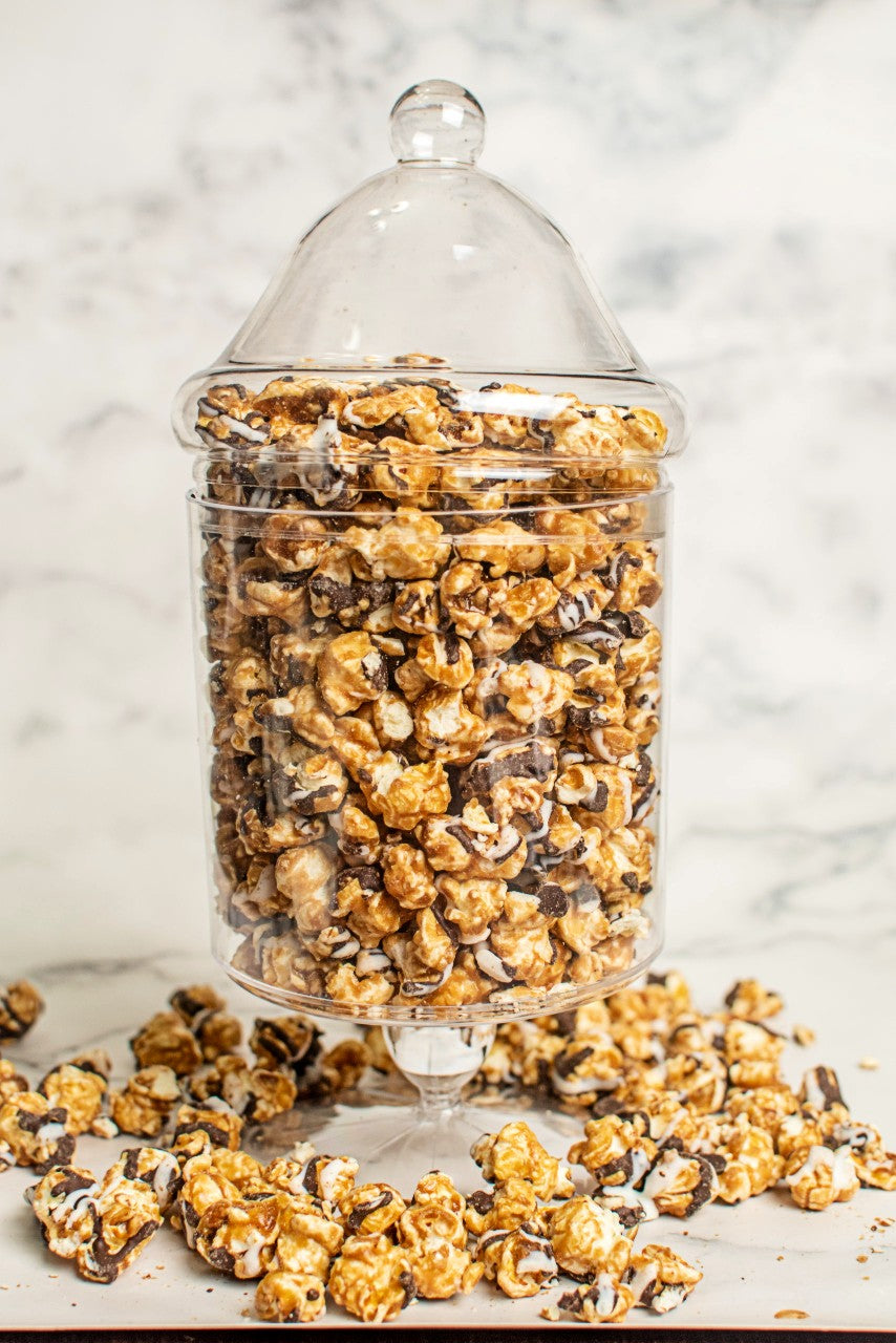 Gourmet Chocolate Drizzled Caramel Popcorn Bottle Gift Set