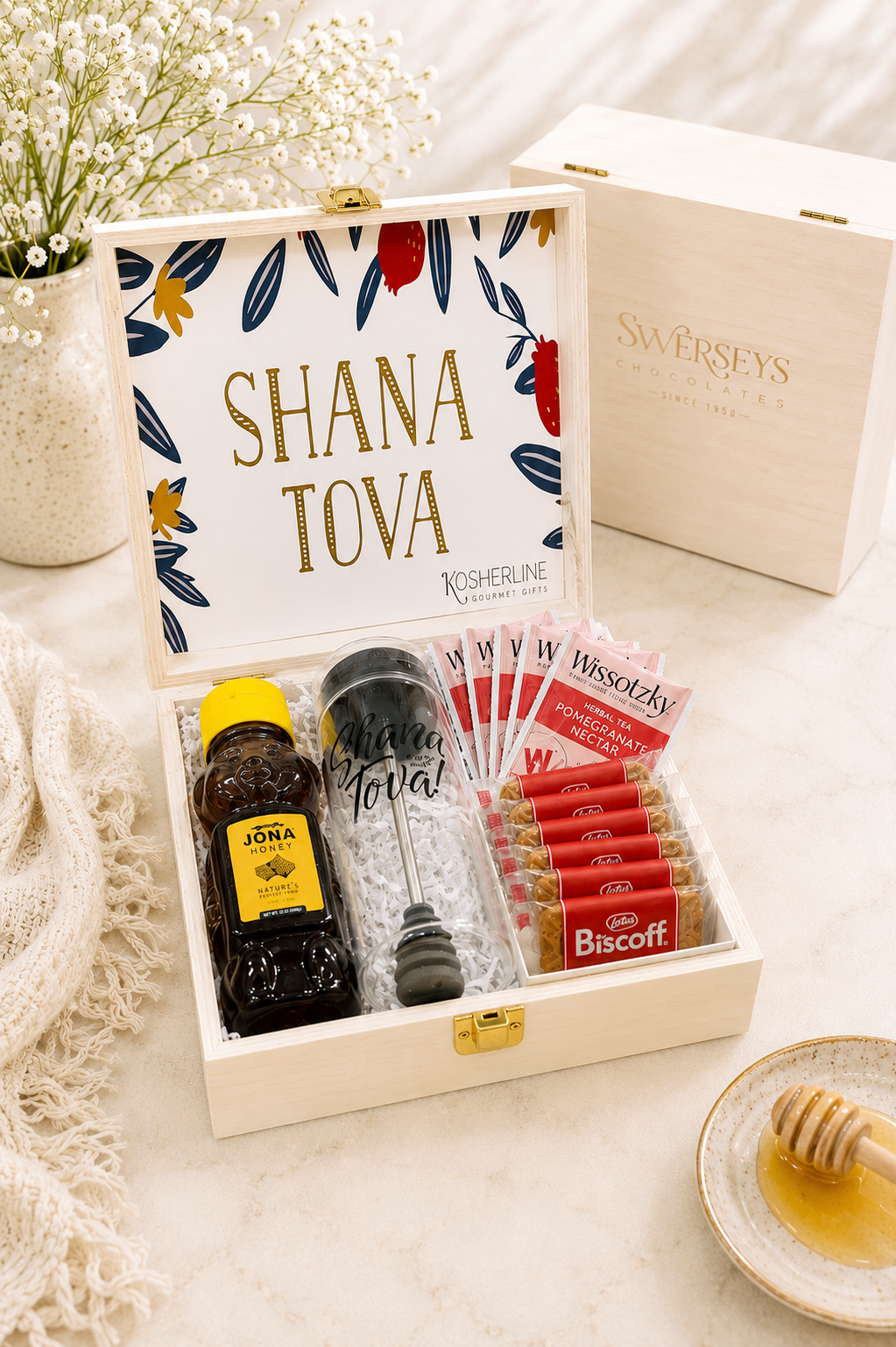 Rosh Hashanah Modern honey Dish in Keepsake Box