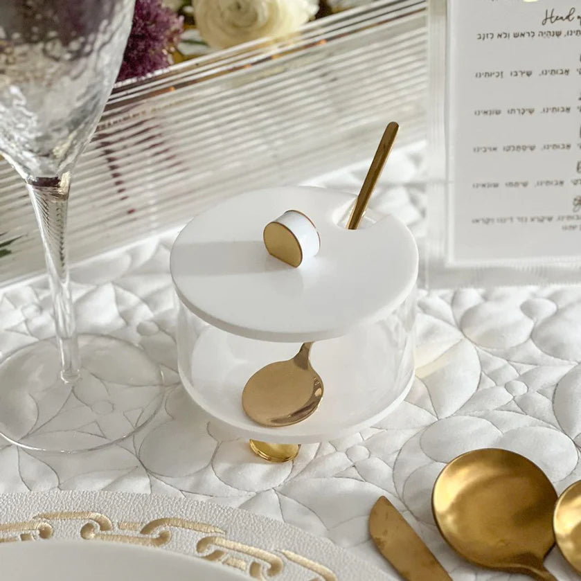Honey Dish with Gold Spoon