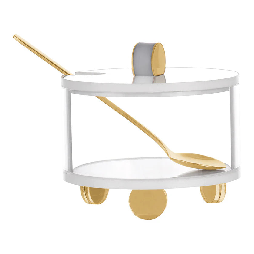 Honey Dish with Gold Spoon