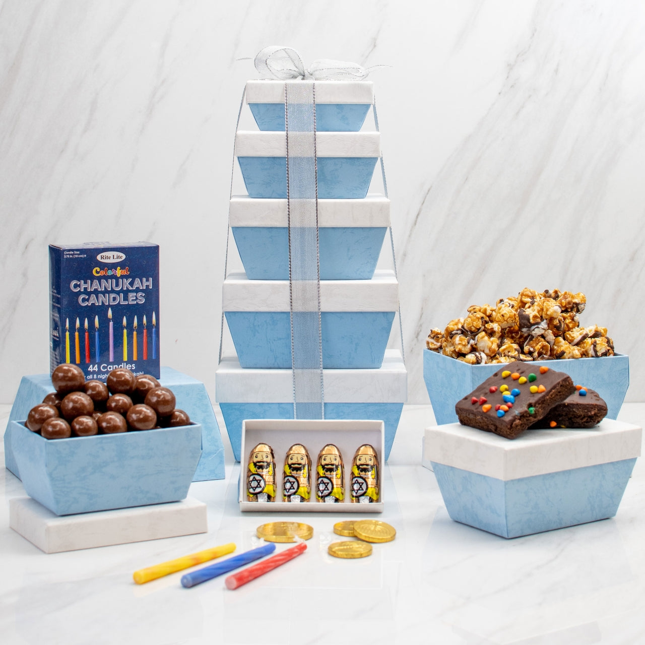 Hanukkah Gourmet Chocolate Snack Gift Tower