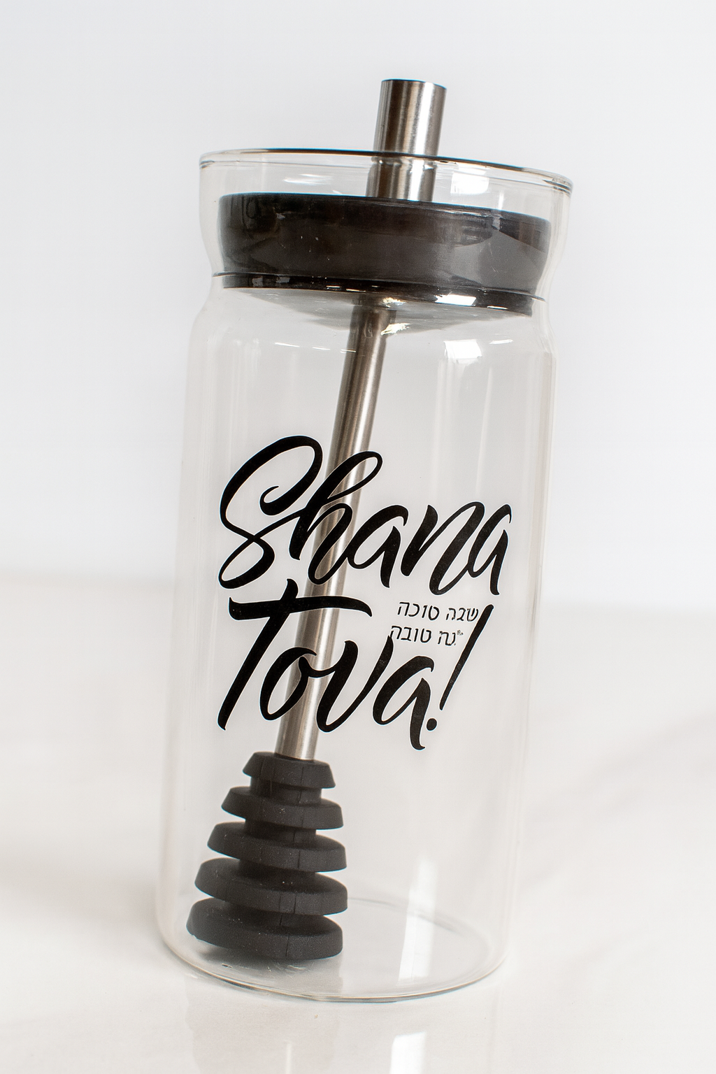 Rosh Hashanah Modern Honey Table Jar with Dipper Gift 4