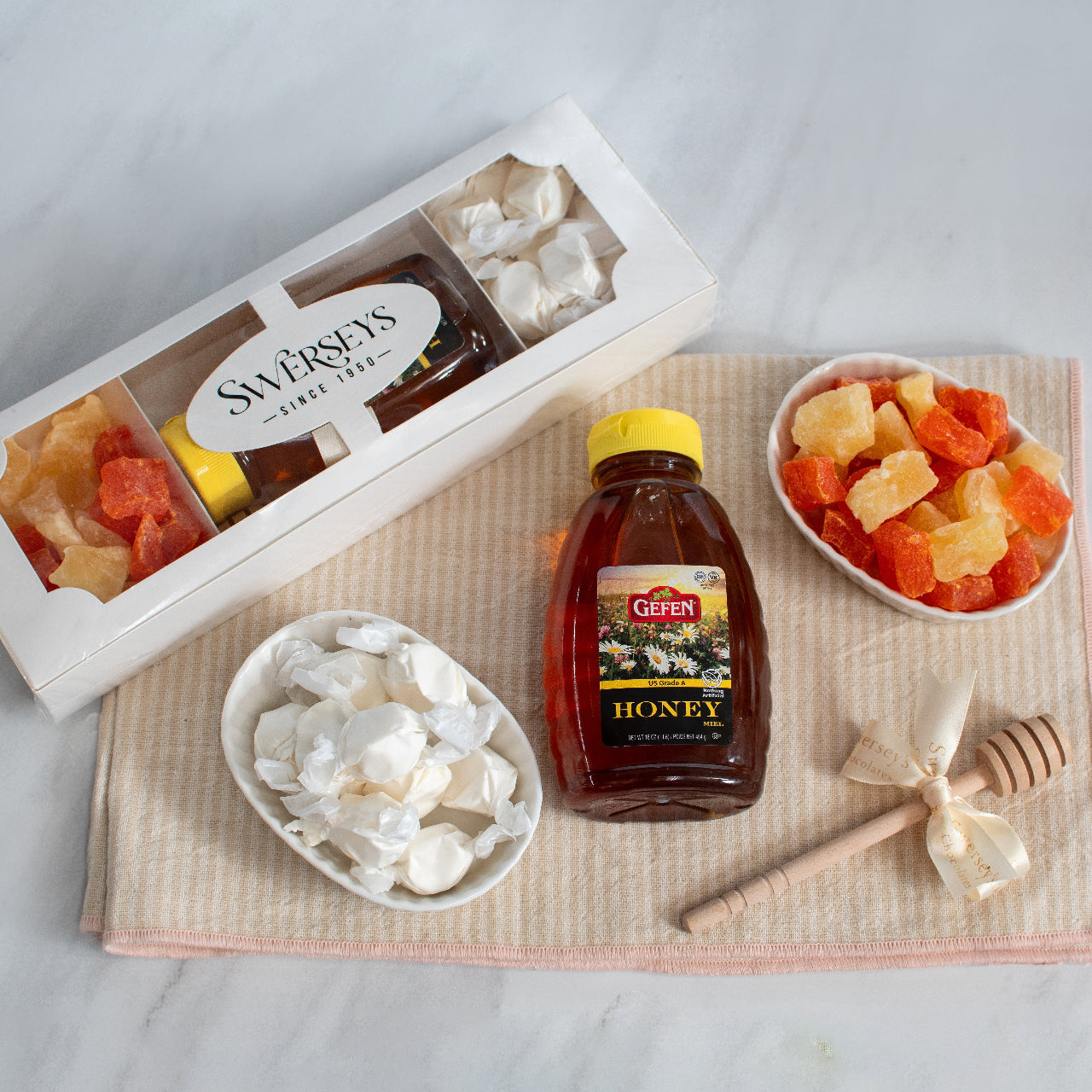 Rosh Hashanah Sweets in Box with Honey