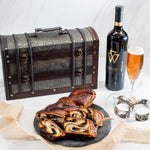 Swerseys Purim Wine & Babka Cake Mishloach Manot Treasure Chest- Swerseys