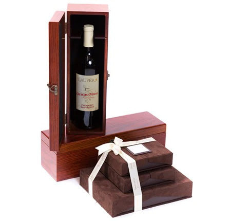Wine & Chocolate Indulgence Wood Gift Case Set