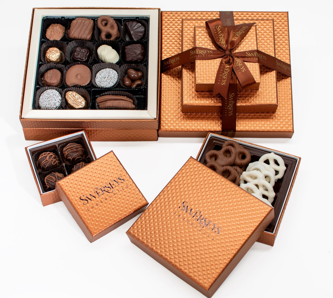 Swerseys Deluxe Copper 3 Tier Chocolate Gift Tower