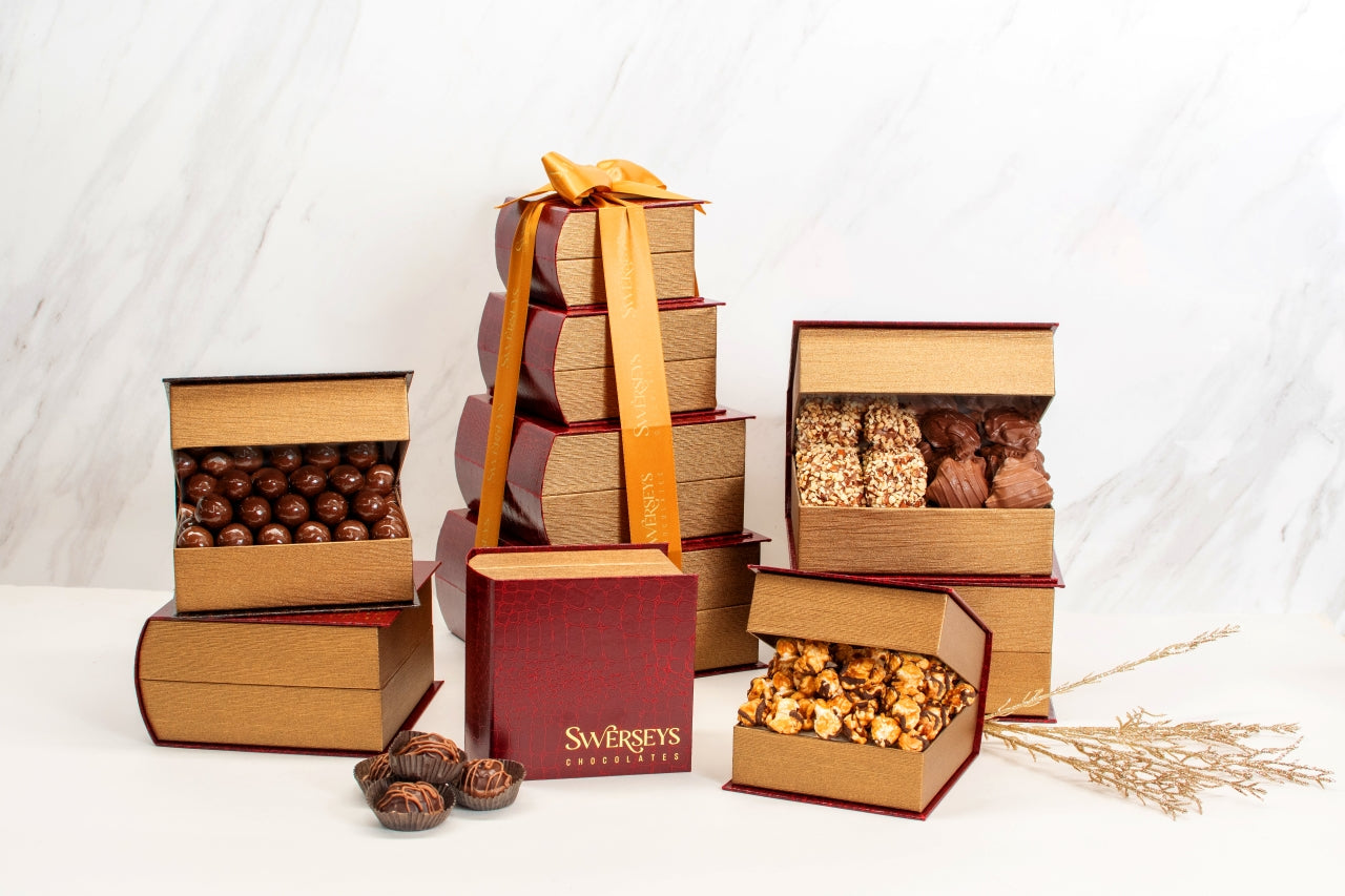 Grand Indulgence Red Leather Chocolate Tower
