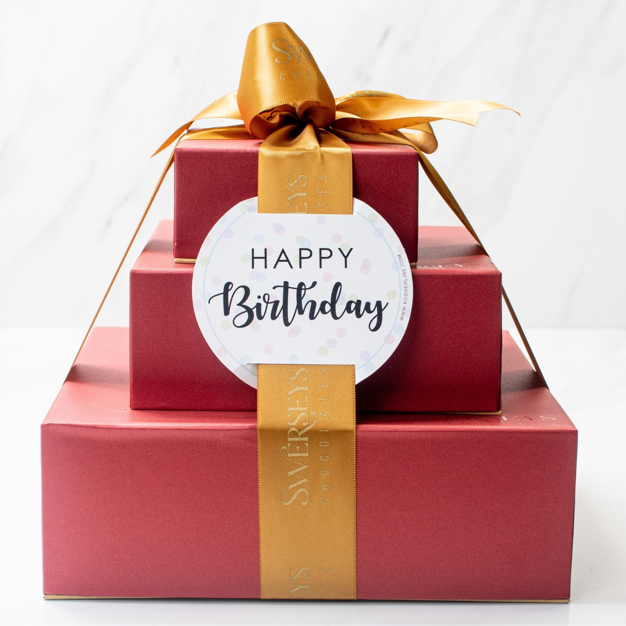 Happy Birthday 3 Tier Red Chocolate Gift Tower