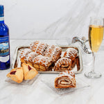 Swerseys Purim Cinnamon Buns on a Silver Gift Tray Included & Wine